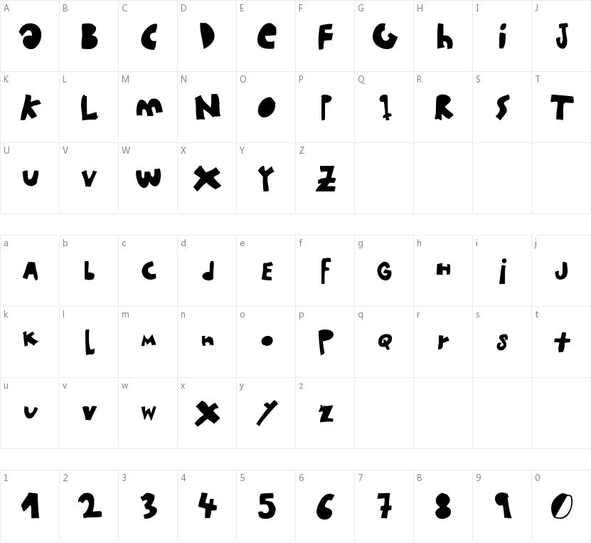 Woodcutter MMXII的字符映射图