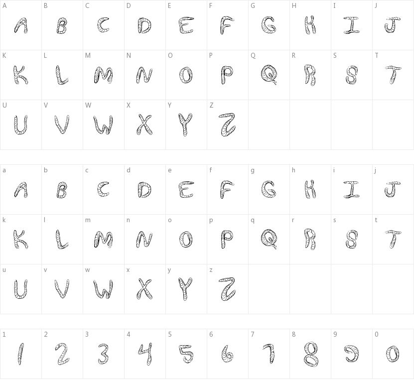 Wurm Fun的字符映射图