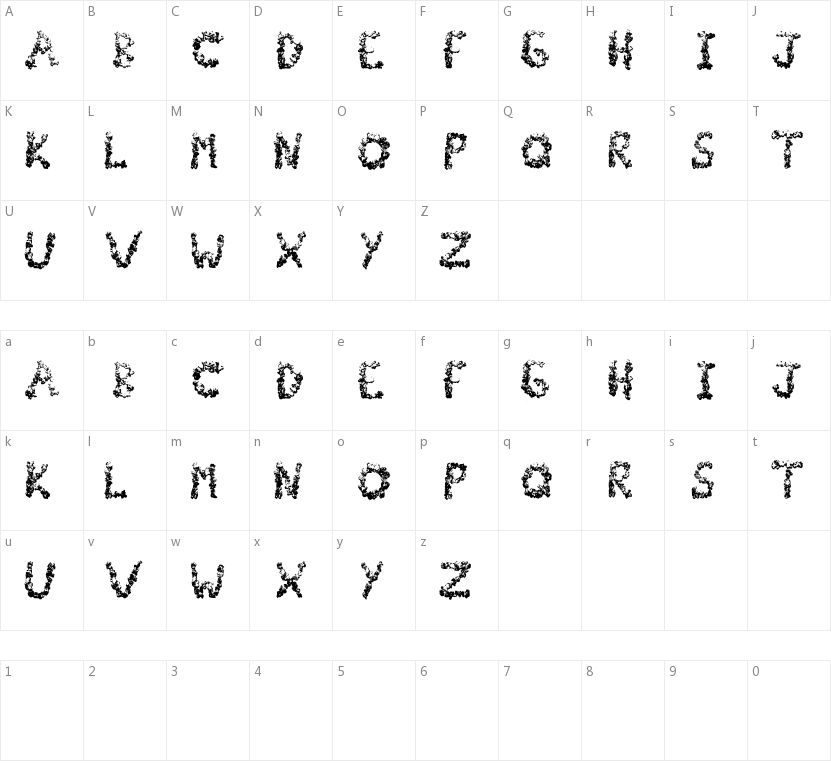 PopCornFont的字符映射图
