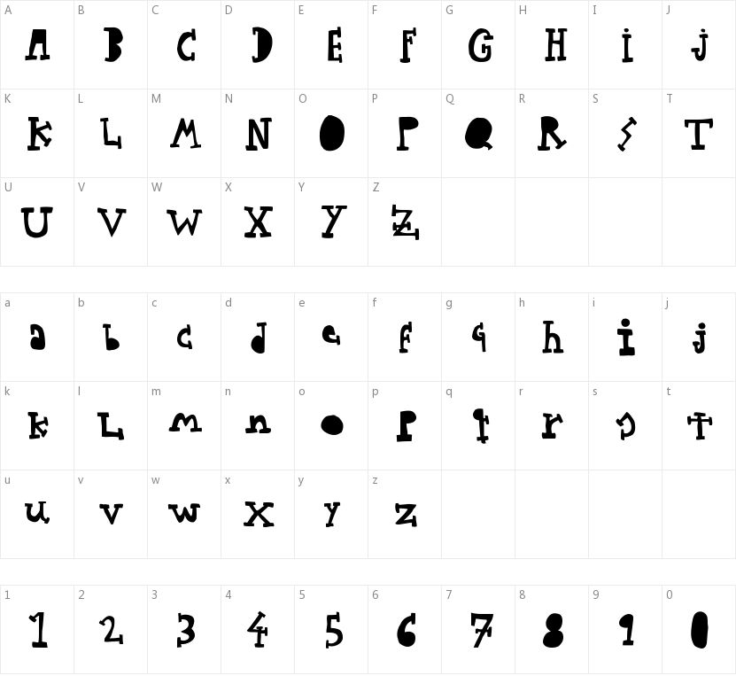 Woodcutter Typewritter的字符映射图