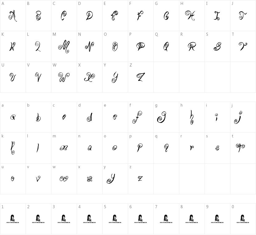 Swirly Shirley的字符映射图