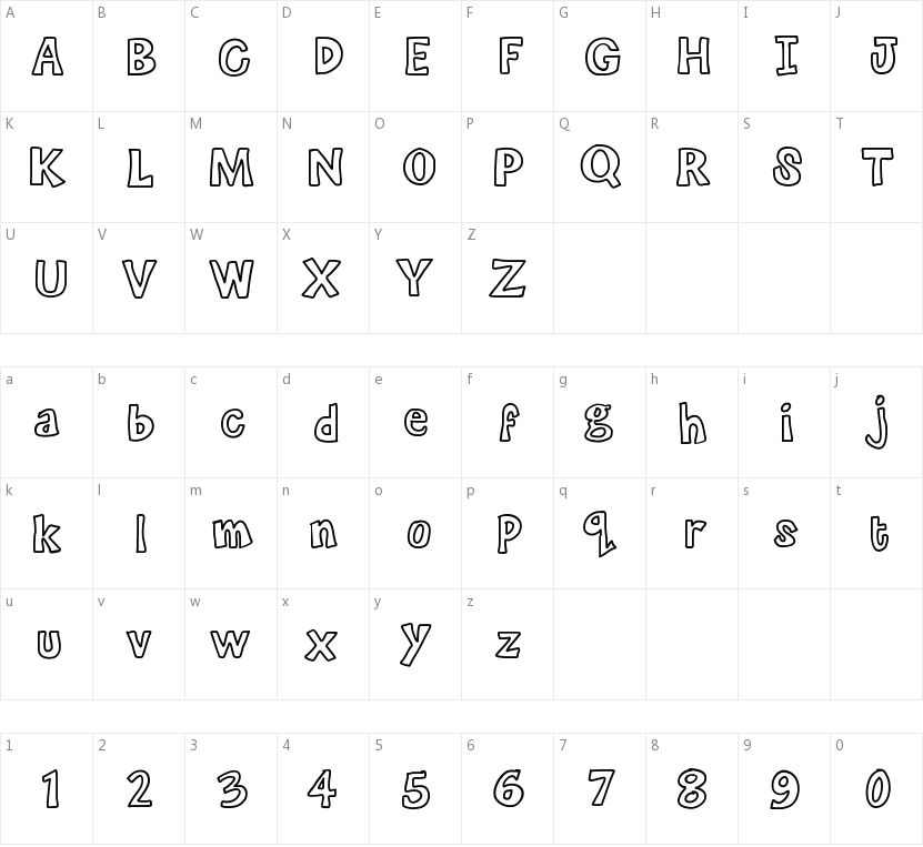 Mix Outline的字符映射图