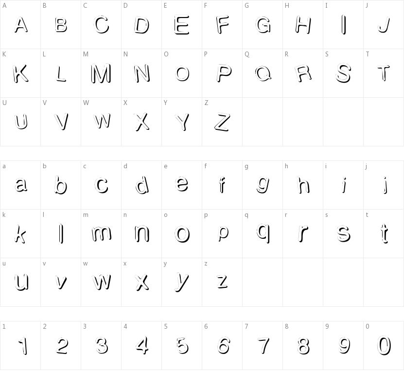 Woodcutter Sutil Shadow的字符映射图