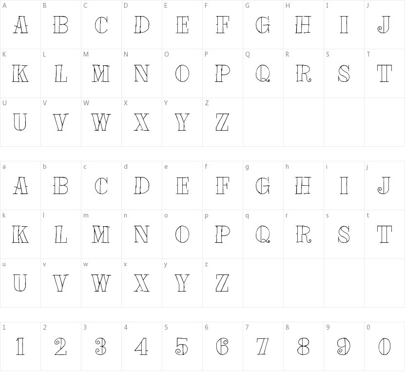 Tat Style的字符映射图