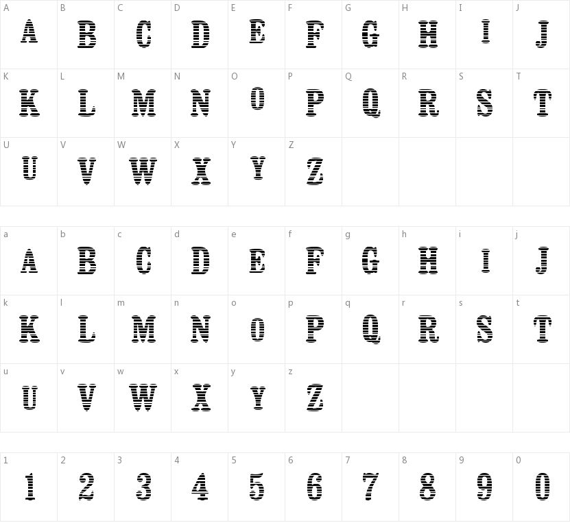 Persiana的字符映射图