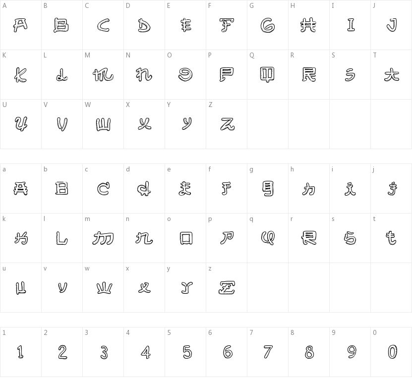 Almost Japanese Smooth的字符映射图