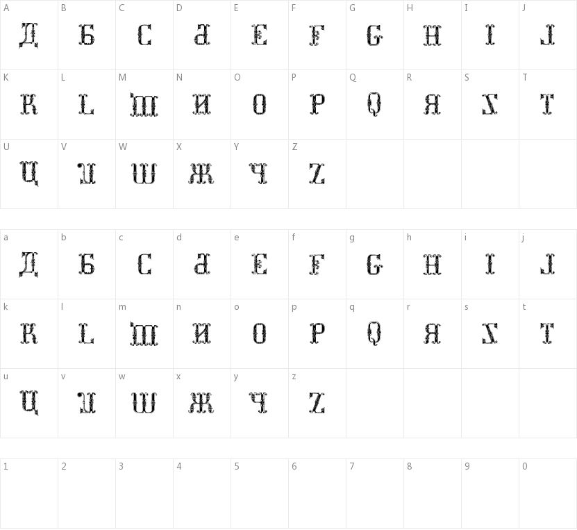Kremlin Synod Display Caps的字符映射图