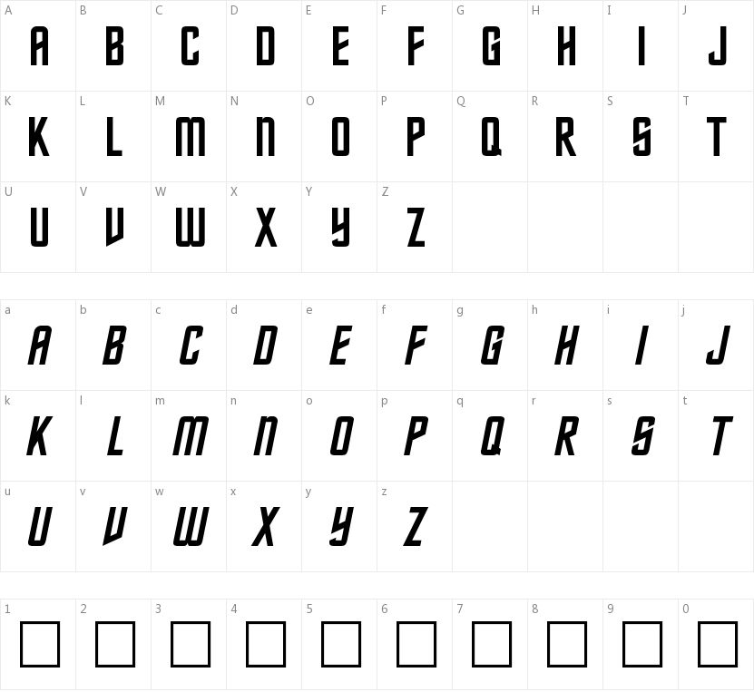 Federation Classic的字符映射图