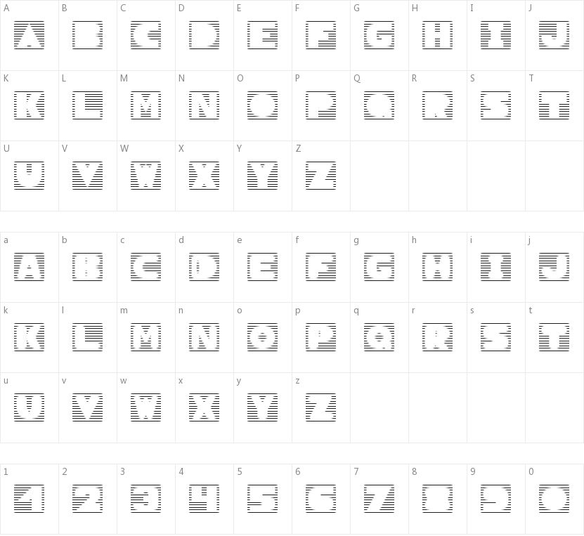 Sun Blinds的字符映射图