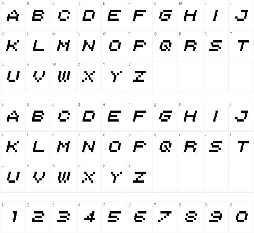 Italipixel的字符映射图