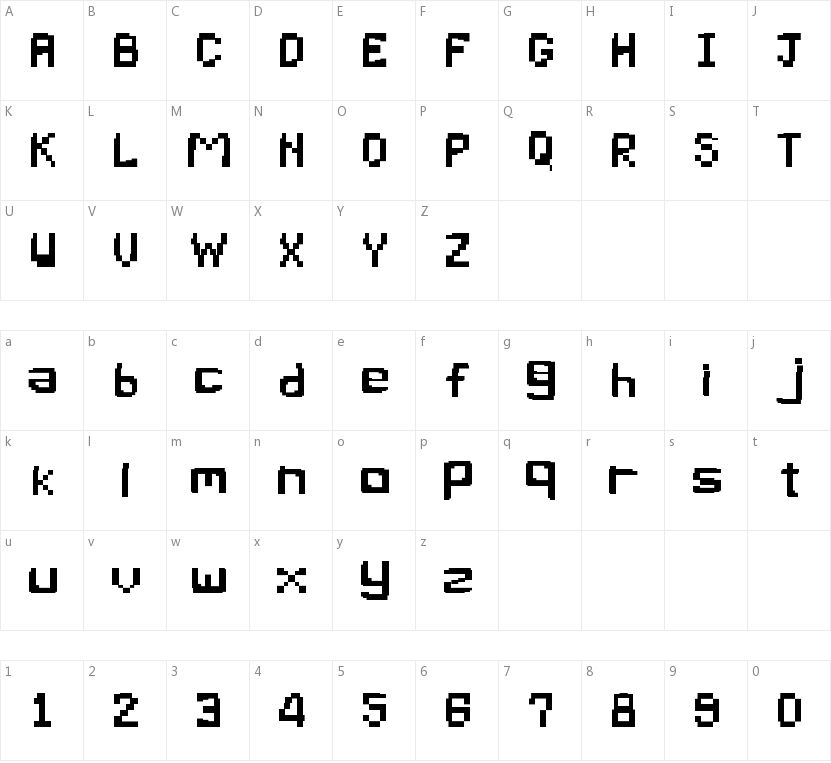 Pixel Bug的字符映射图