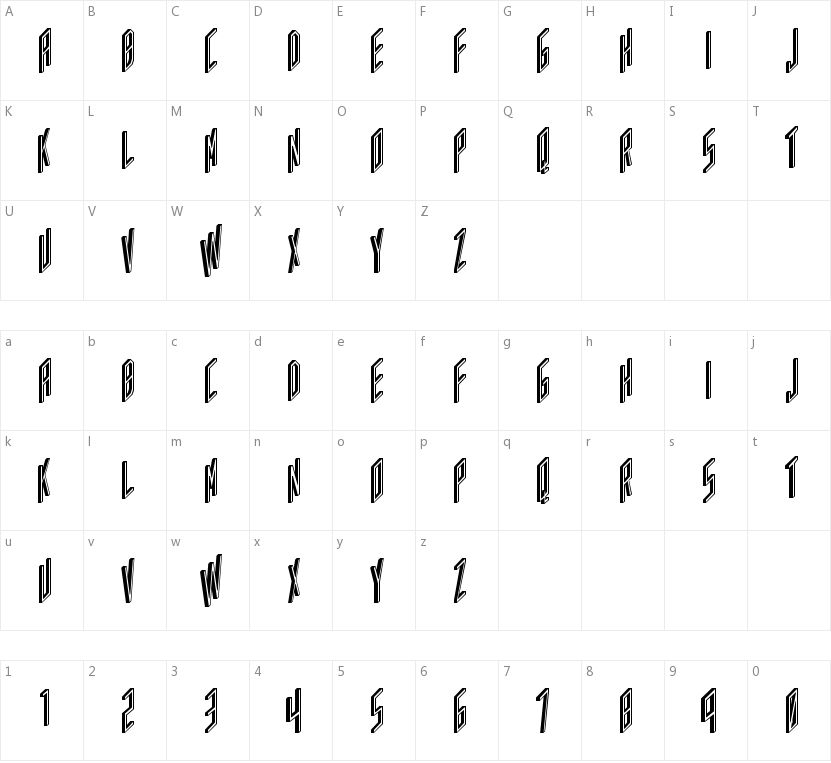 AC Framed的字符映射图