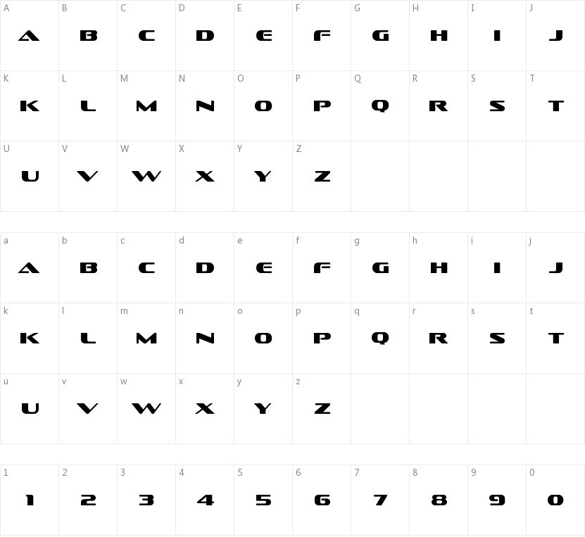 Sofachrome的字符映射图