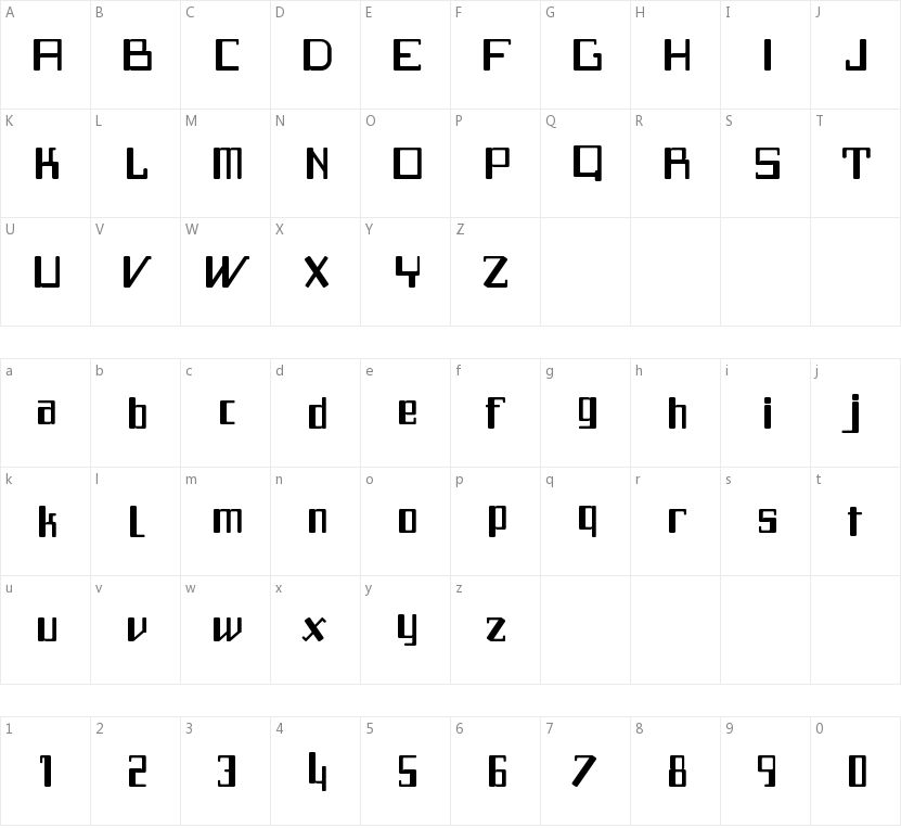 F2 Tecnocr的字符映射图