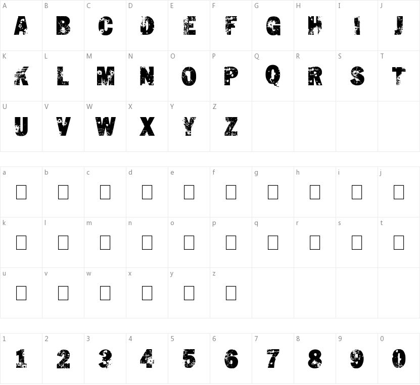 Shut'Em Down的字符映射图