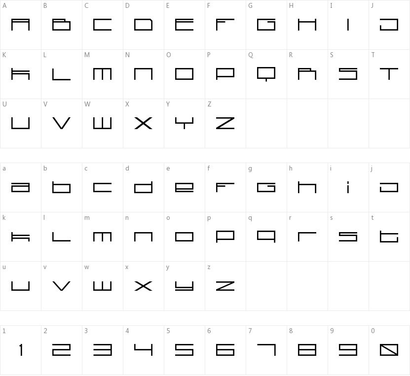 Technoid的字符映射图