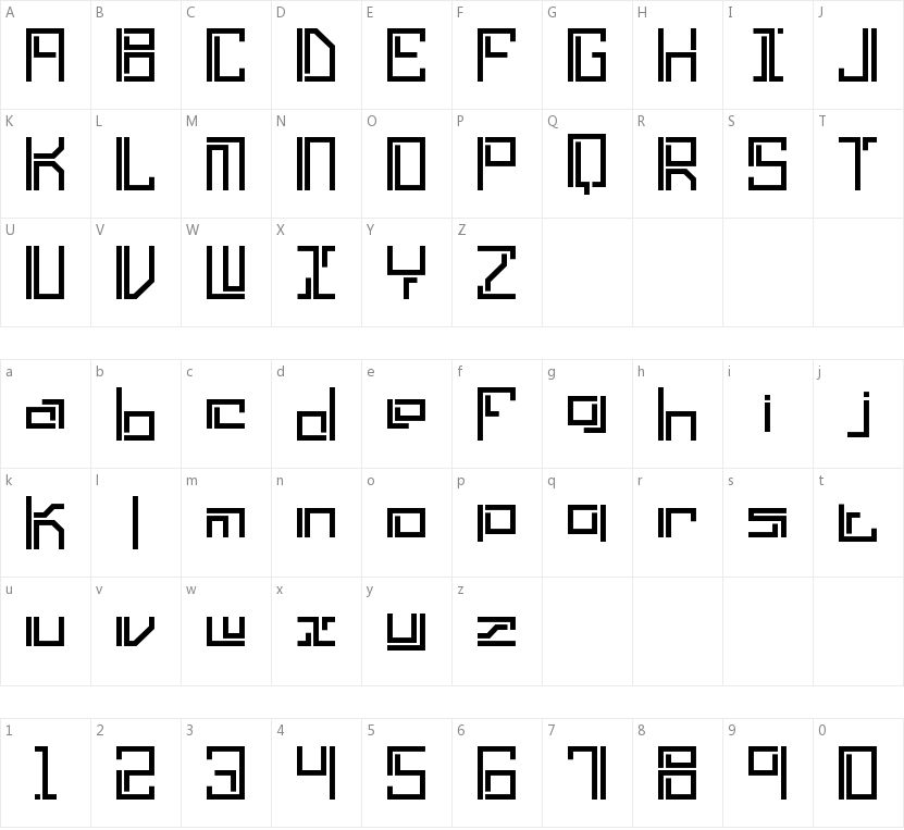 Lyneous的字符映射图