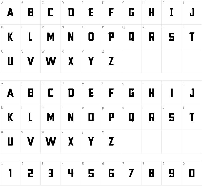 Blocktastic的字符映射图