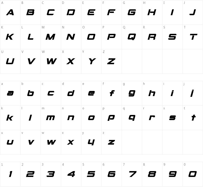 Montalban的字符映射图