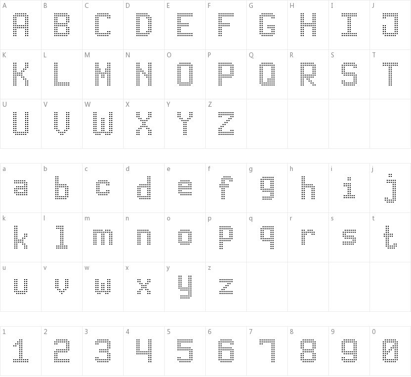 Advanced Dot Digital-7的字符映射图