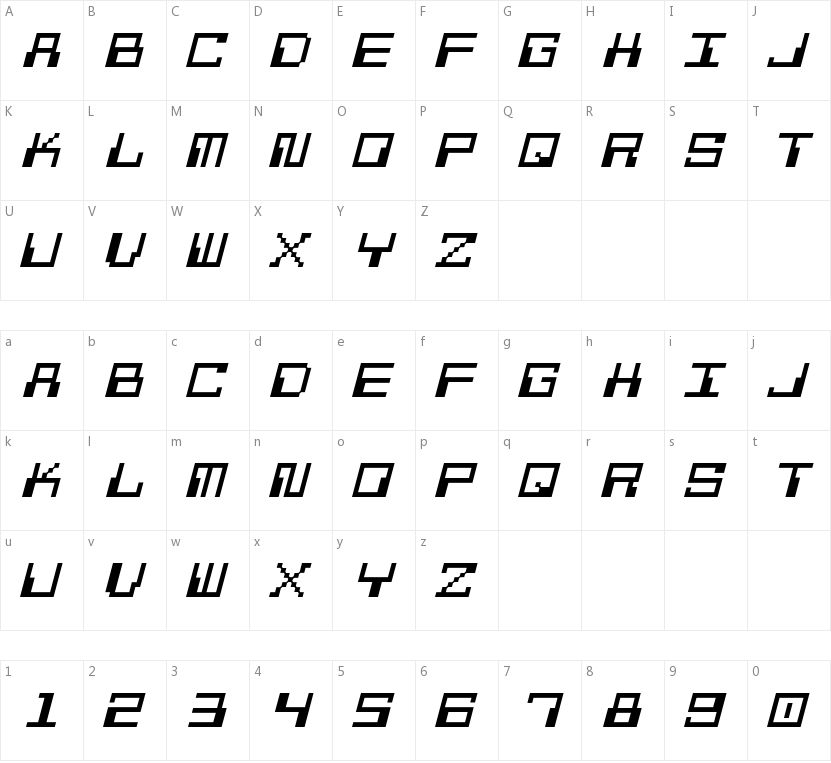 Pixel Calculon的字符映射图