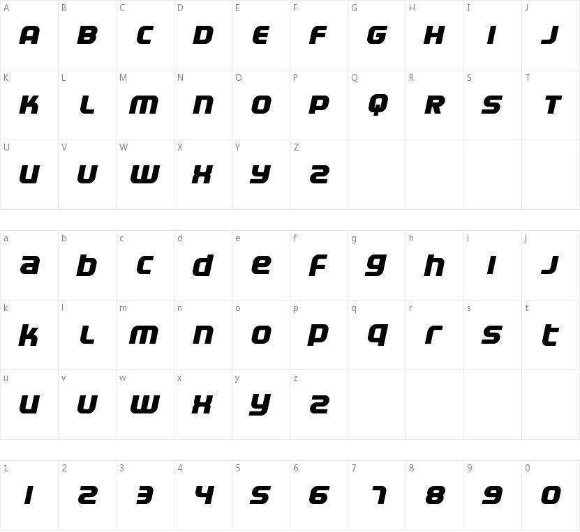 Electrofied的字符映射图