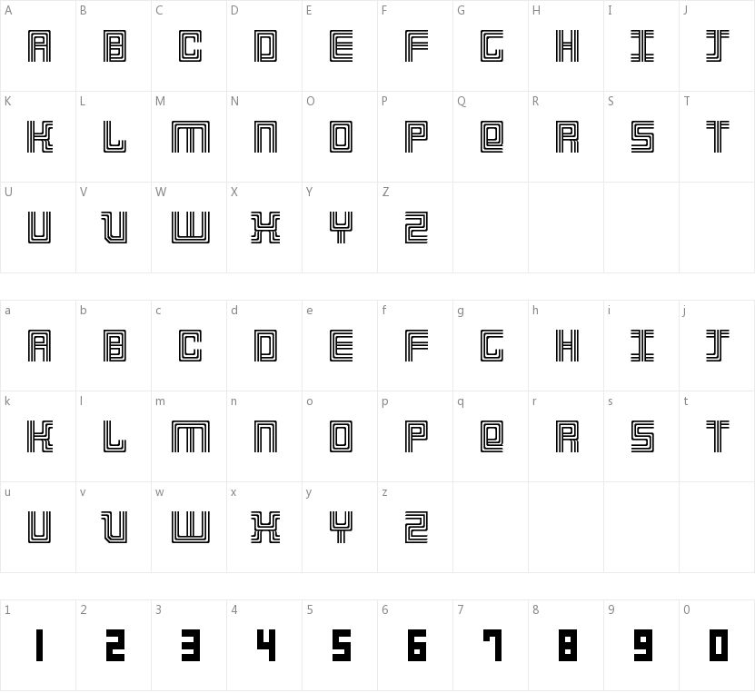 3 Strokes的字符映射图