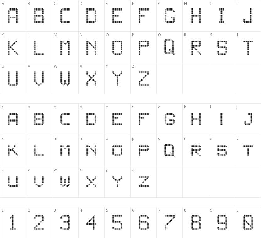 JD LED3的字符映射图