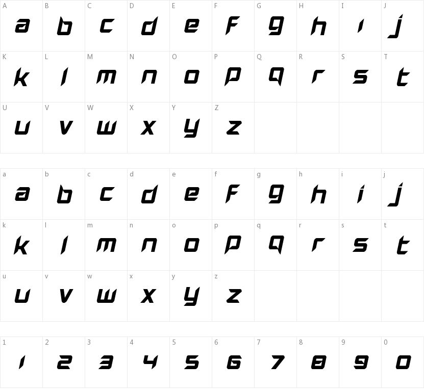 Hollow Point的字符映射图