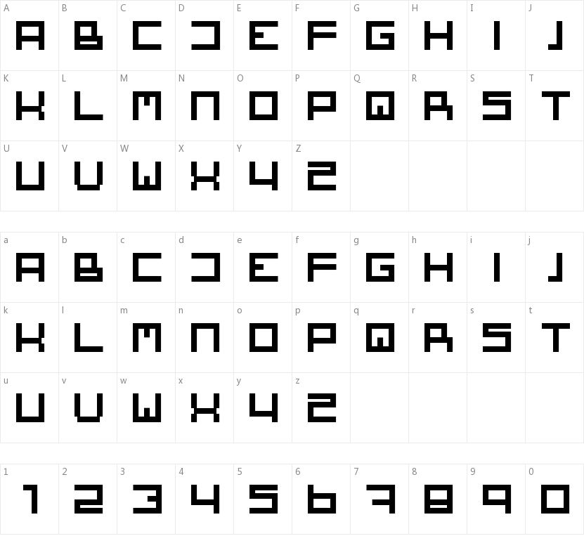 Square One的字符映射图