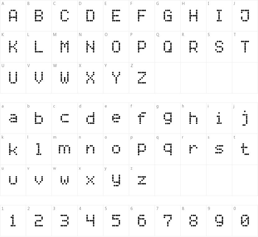 Light LED Board-7的字符映射图