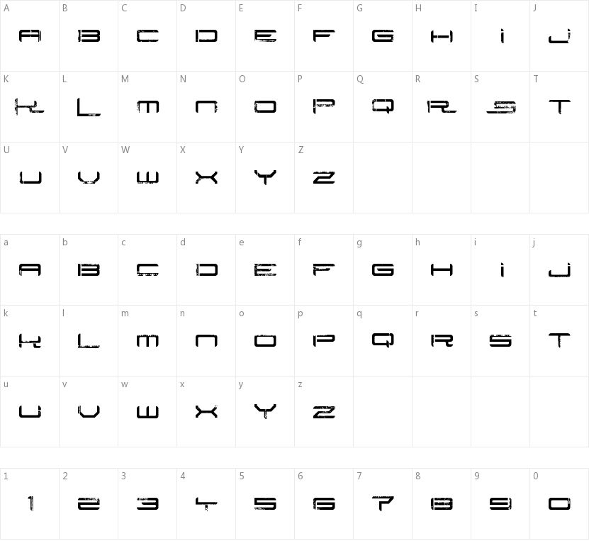 Rysky Lines的字符映射图