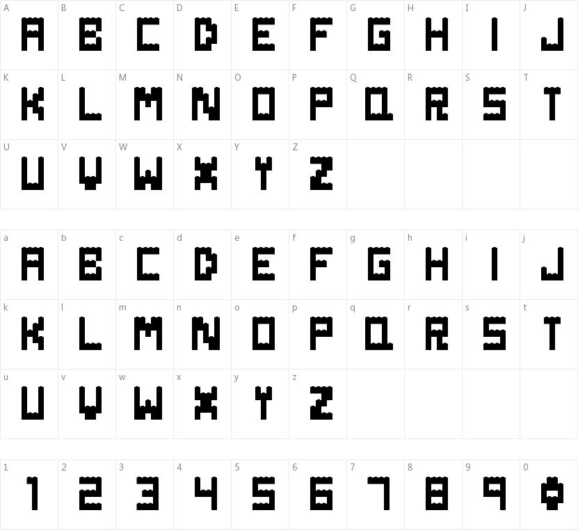 Danish Bricks的字符映射图
