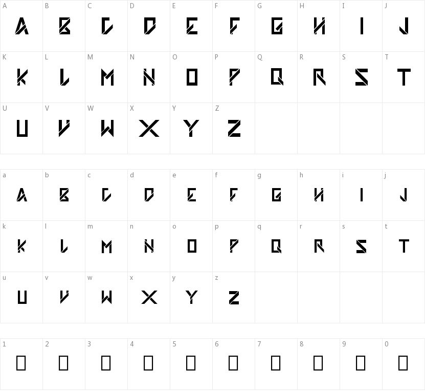 Slashfold的字符映射图