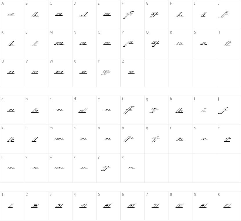 Top Speed的字符映射图