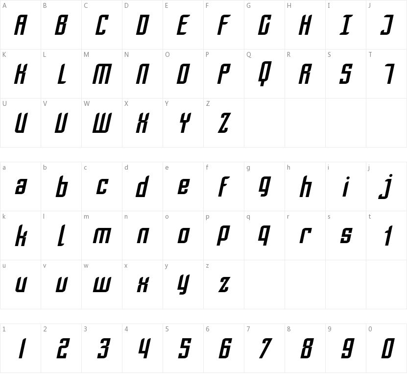 SF Piezolectric的字符映射图