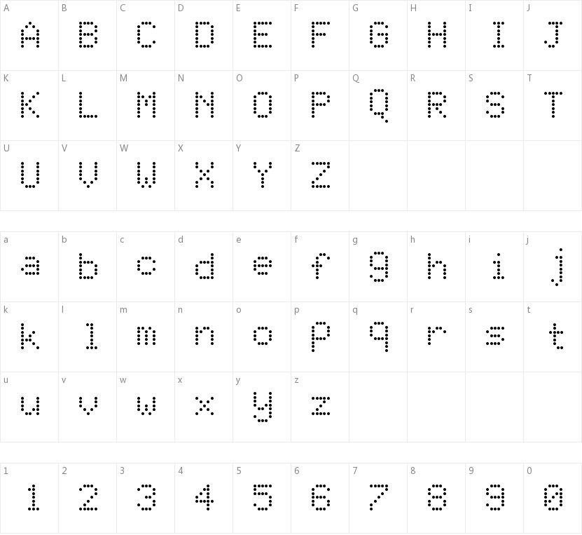 JD LCD Rounded的字符映射图