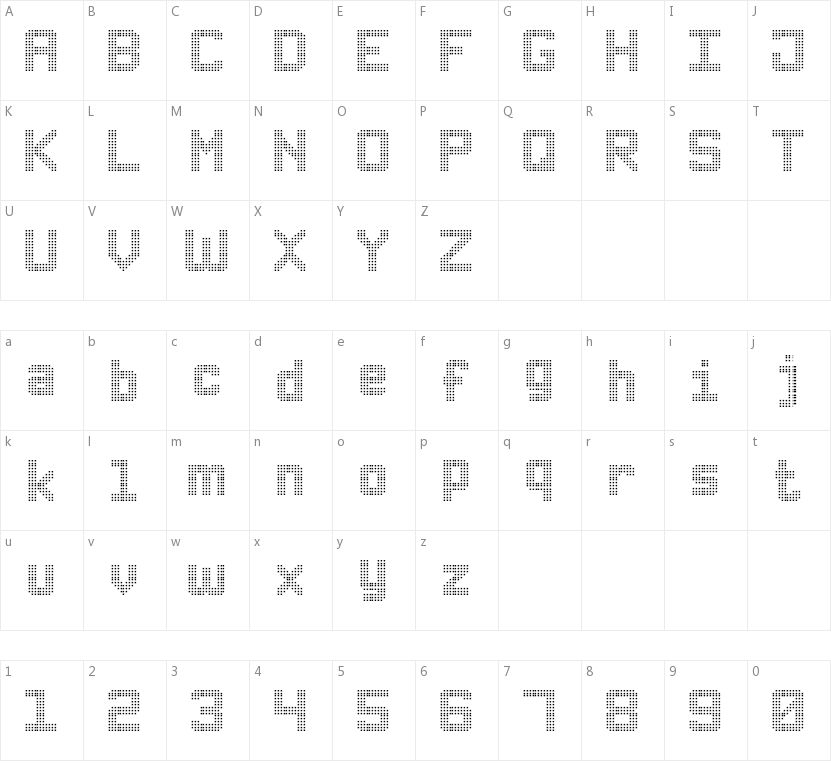 Triple Dot Digital-7的字符映射图