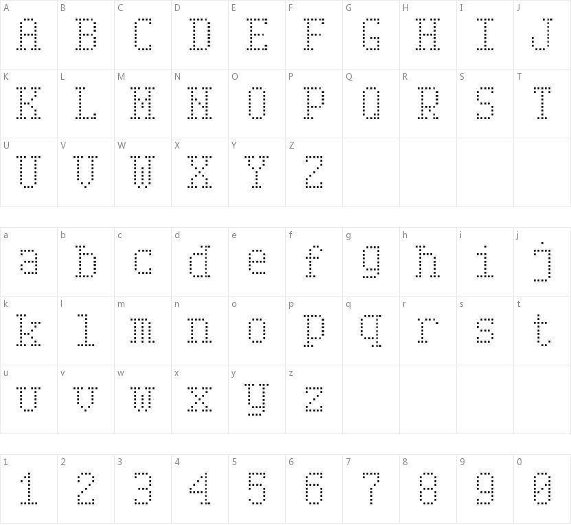 Serif Dot Digital-7的字符映射图