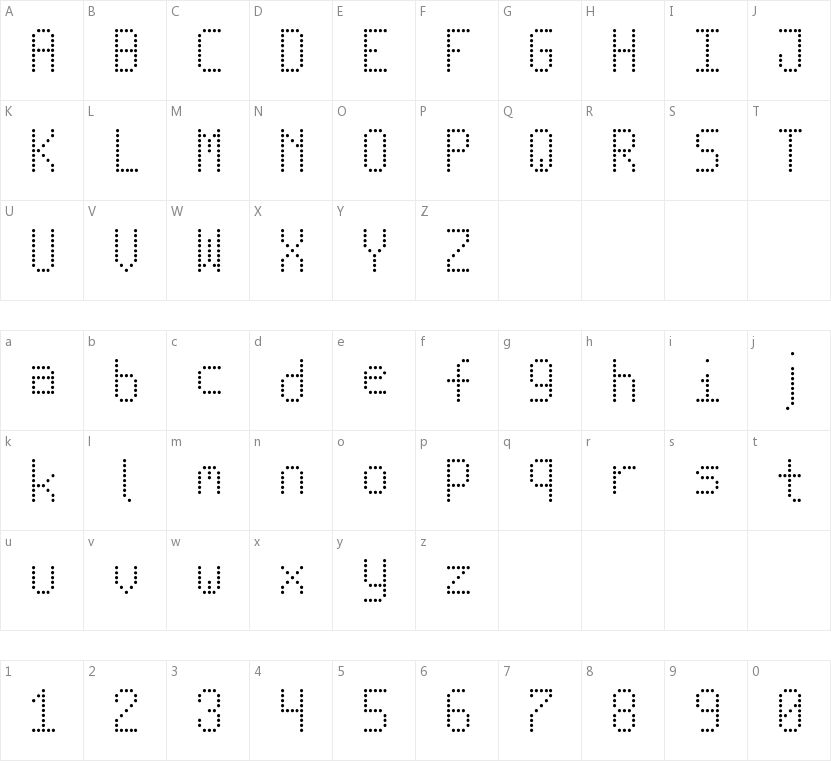 New Led Board TFB的字符映射图