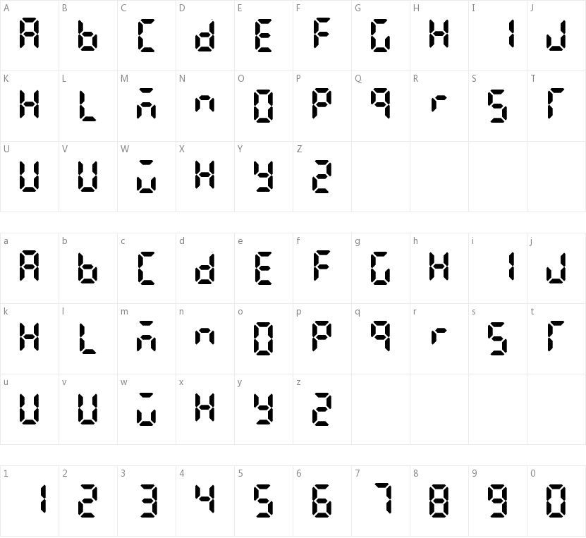 LCD AT&T Phone Time/Date的字符映射图