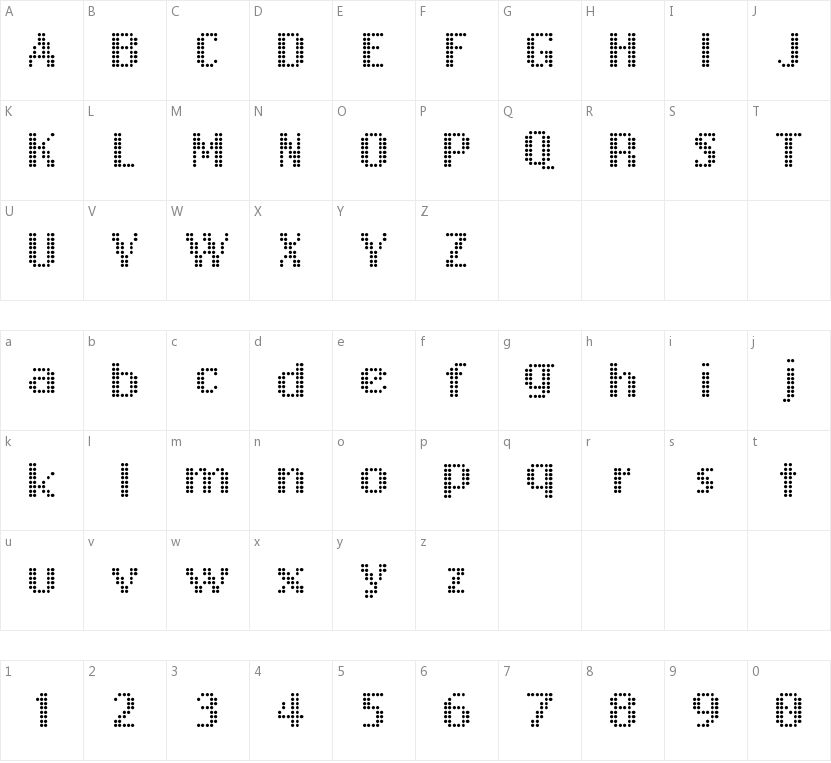 Free Design 001的字符映射图