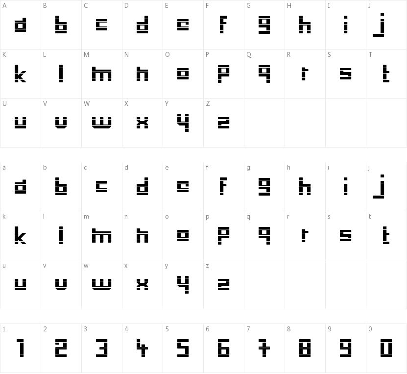 Low Down Cut的字符映射图