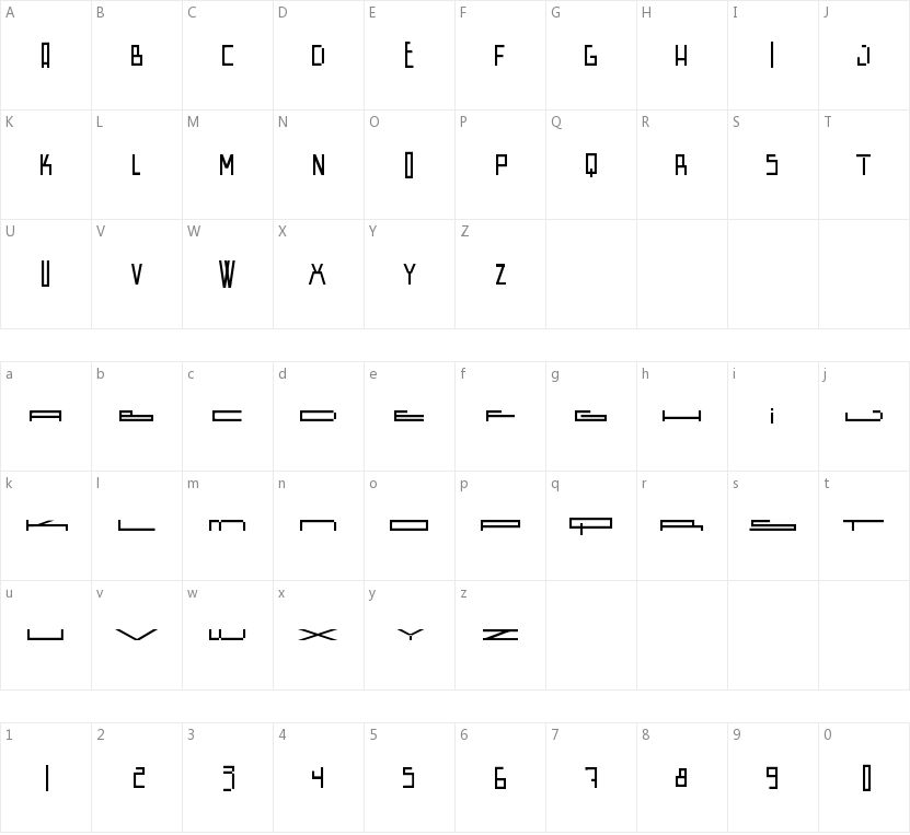 Wide Square的字符映射图