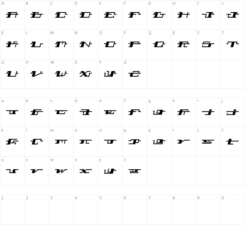 Technostroked的字符映射图