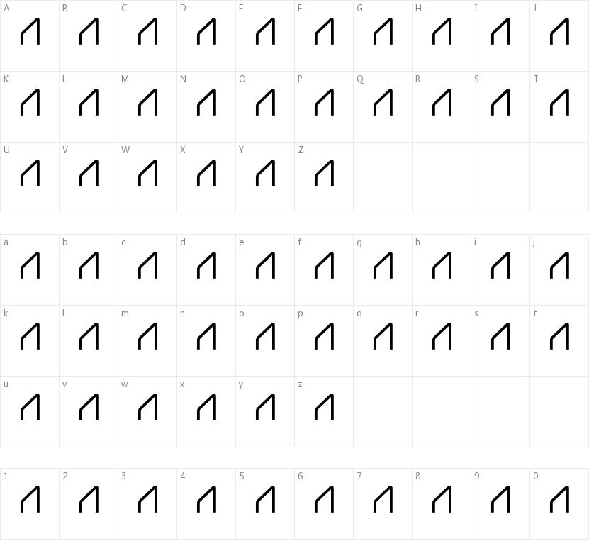 Alghorie Neue的字符映射图