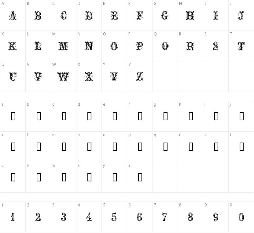 Extra Ornamental的字符映射图