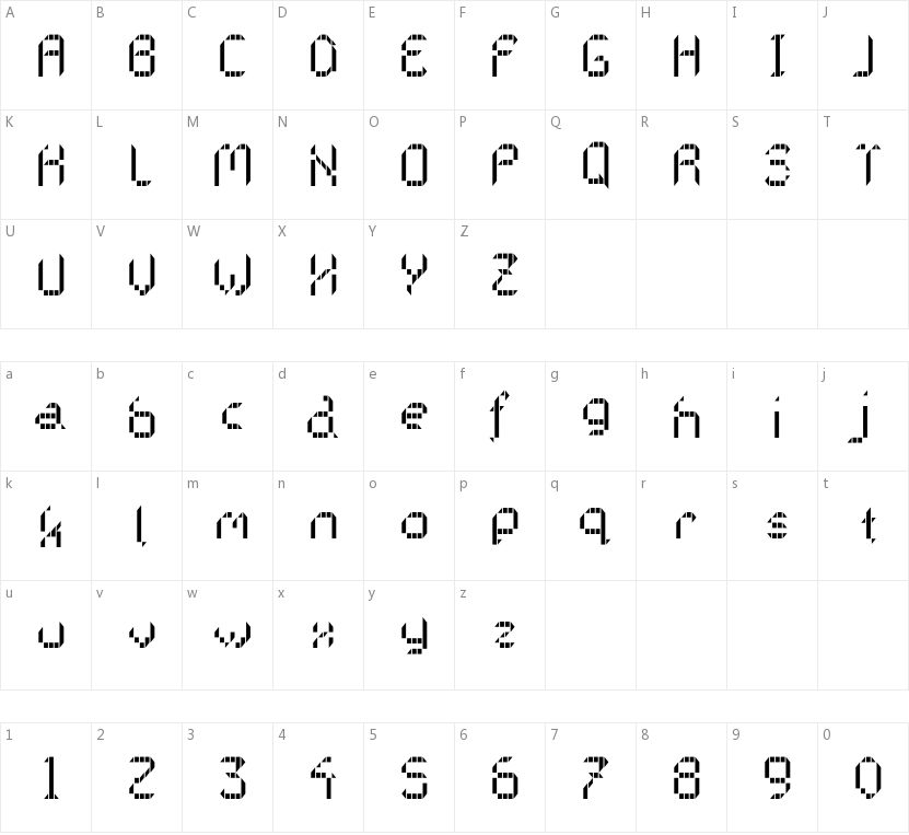 Galactica S的字符映射图