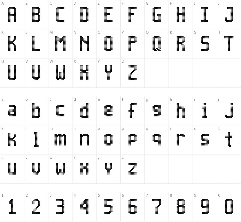 Inova 13x7的字符映射图