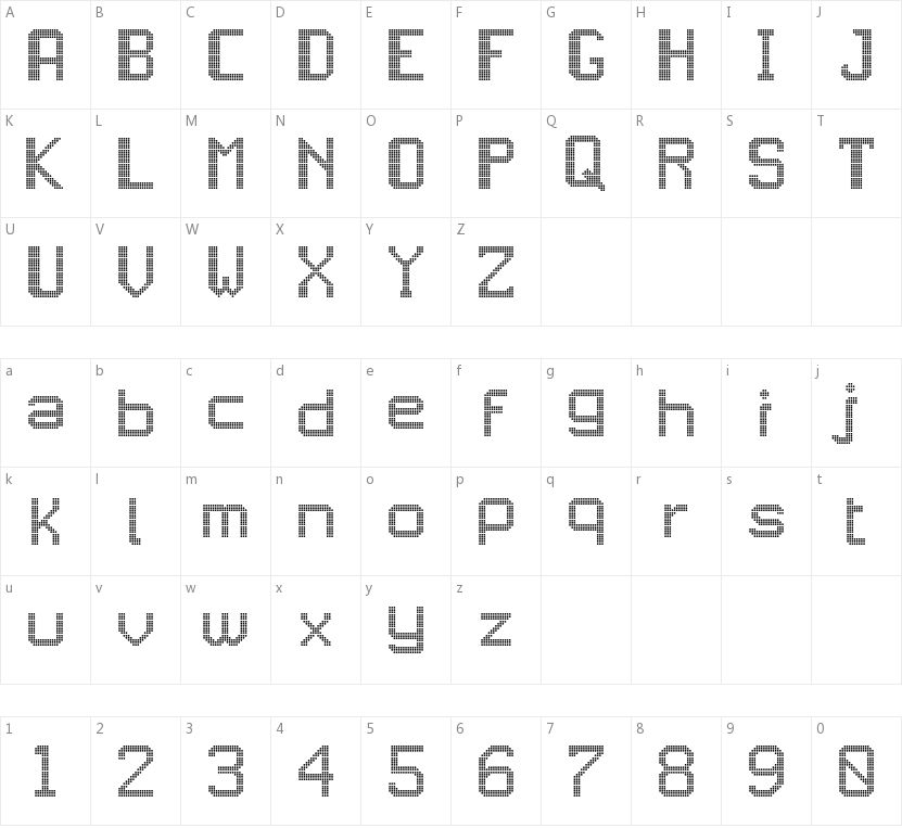 JD LED5的字符映射图